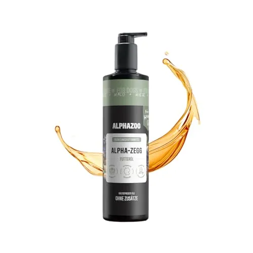 alphazoo Alpha-Zegg Futteröl für Hunde 500ml – naturreine Mischung aus Leinsamen-, Schwarzkümmel- & Mandelöl. Reich an Fettsäuren, unterstützt Haut, Fell & natürliche Abwehrkräfte in der Zeckenzeit
