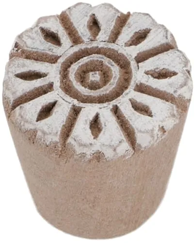GURU SHOP Indischer Textilstempel, Holz Stoffdruckstempel, Blaudruck Stempel, Druck Modell - Ø 2,5 cm Blüte