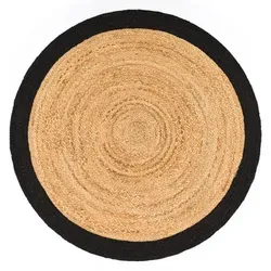 Paco Home Rundteppich 200 cm - Handgefertigt aus Jute im Boho Ethno Design - Stylischer Jute-Teppich im runden Design, ideal für Wohnzimmer, Schlafzimmer und mehr. 100% handgefertigt, mit CARE & FAIR Label gegen Kinderarbeit.