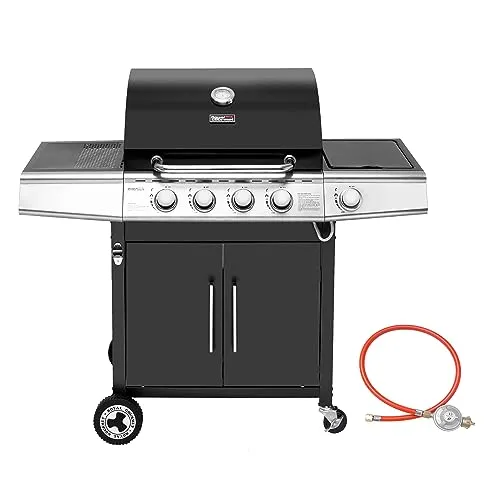 Royal Gourmet 4+1 Brenner Gasgrill mit automatischer Zündung - Grills für Outdoor Barbecue, leistungsstark mit 14,5 kW und praktischen Funktionen wie integriertem Thermometer und Unterschrank für ein perfektes Grillerlebnis.