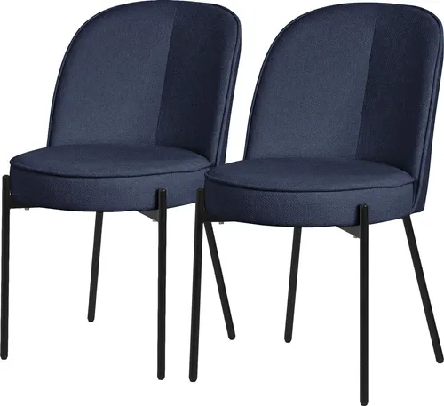 ML DESIGN 2er Set Dunkelblaue Esszimmerstühle - Komfortables 2er Set Esszimmerstühle in Dunkelblau, ideal für Küche und Wohnzimmer. Robustes Stahlgestell und hochwertiger Stoff sorgen für stilvolle Langlebigkeit.