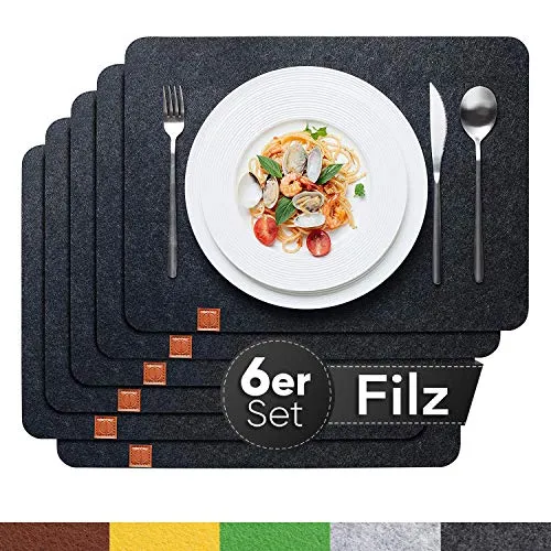 Loco Bird Platzset Tischset aus Filz, 6er Set in Grau in grau von Sidorenko