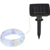 Solarleuchte Lichterkette 50x LED für den Außenbereich - Wetterfeste Lichterkette mit 50 bunten LEDs, ideal für Garten, Terrasse und Balkon. Genießen Sie stimmungsvolle Beleuchtung im Freien – einfach solarbetrieben und umweltfreundlich!