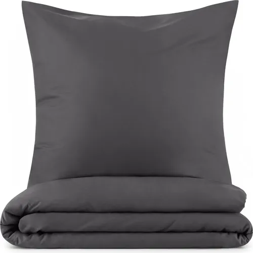 Blumtal Bettwäsche 135x200cm + Kissenbezug 40x80cm - Mikrofaser Bed Sheets 135x200cm - 2-er Set Bettwäsche Dunkelgrau
