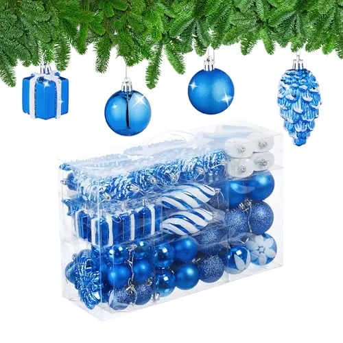 relaxdays Weihnachtsbaumkugel Set 72er, blau in blau von Relaxdays