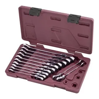 Kraftwerk 12-t. CLICKRAFT Flex. Gari-schlüsselsatz - Handwerkzeug-Set mit 12 flexiblen Gabelschlüsseln, ideal für präzises Arbeiten in engen Räumen. Hochwertige Verarbeitung in Chrom glänzend für Langlebigkeit.