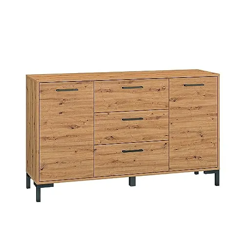 Lomadox Sideboard Kommode 138 cm in Artisan Eiche Nb., B/H/T ca. 138/83/40 cm