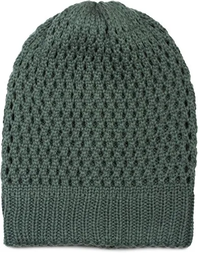 styleBREAKER Strick Beanie Mütze mit Loch Muster, Slouch Longbeanie Winter, Strickmütze, Unisex 04024139, Farbe:Dunkelgrau