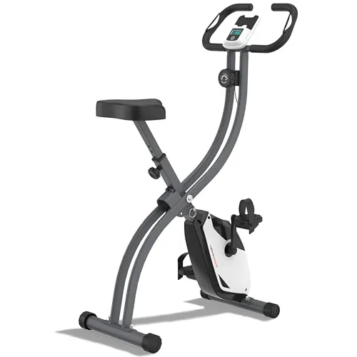 Ultrasport F-Bike 150/200, Heimtrainer, 8 Widerstandsstufen, Tablethalterung, Handpulssensoren, faltbar, platzsparend, LCD Display, für Sportler und Senioren