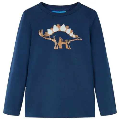 Kinder Langarmshirt Dinosaurier Druck Langarm T-Shirt Jungen Marineblau 116