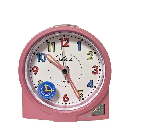 Atlanta Kinderwecker 2127/17 Quarzwecker - Wecker für Kinder in rosa-weiß, mit Leuchtzeigern und Crescendoalarm. Ideal als Geschenkidee für kleine Träumer!