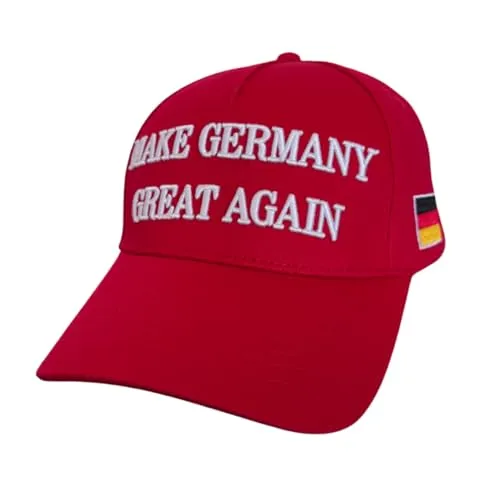 Make Germany Great Again, rote Baseball Kappe, MAGA, Deutschland, schwarz-rot-goldene Fahne
