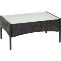 Proregal Poly-Rattan Gartentisch Andi 38x79x48 cm Anthrazit mit Glasplatte