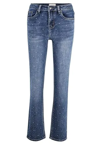 Cartoon Damen Regular Fit-Jeans mit Strass 36, Dark Blue Denim - Trendige Regular Fit-Jeans mit funkelndem Strass, perfekt für einen stylishen Look. Ideal für modebewusste Frauen, die Komfort und Eleganz schätzen.
