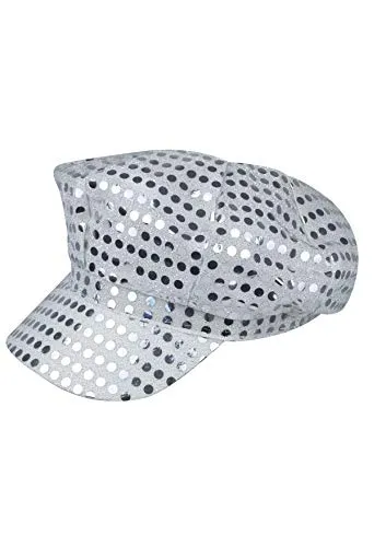 HENBRANDT 70er Jahre Disco-Mütze für Erwachsene, silberfarbene Pailletten, glänzend, Junggesellinnenabschied, Junggesellinnenabschied, Junggesellinnenabschied