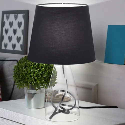 Tisch Stoff Schirm Lese Büro Arbeitszimmer Lampe schwarz Glas Big Light