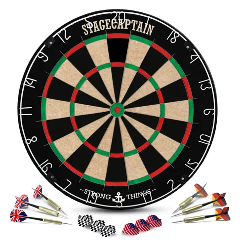 Stagecaptain DBS-1715 BullsEye Pro Dartscheibe - Dartscheibe aus Sisal mit extra dünner Drahtspinne, ideal für Turniere. Inkl. 6 Steeldarts und Wandbefestigung für sofortigen Spielspaß.