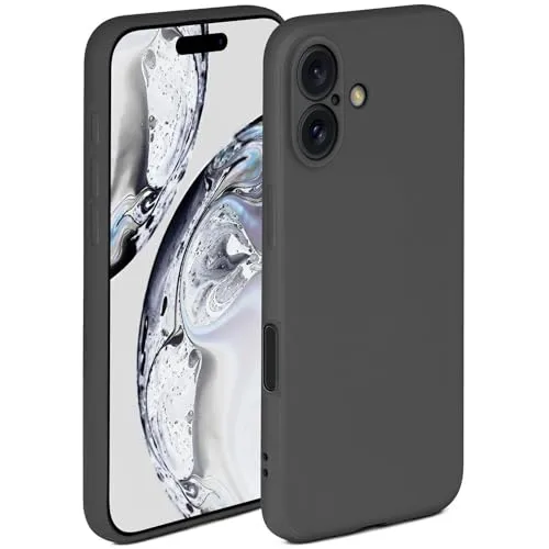 ONEFLOW Soft Case für iPhone 16 Hülle aus Silikon mit Kameraschutz, Silikonhülle mit erhöhtem Schutz fürs Display, Backcover Schutzhülle, weiche Handyhülle, Anthrazit