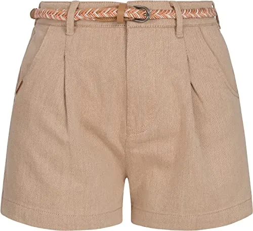 Ragwear Damen Kurze Hose Sorenn Intl. Cream Gr. 27 - Damen-Shorts mit veganem 5-Pocket Design, hochwertigem Baumwollmaterial und abnehmbarem Gürtelaus. Ideal für Freizeit- und Business-Looks in der warmen Jahreszeit.