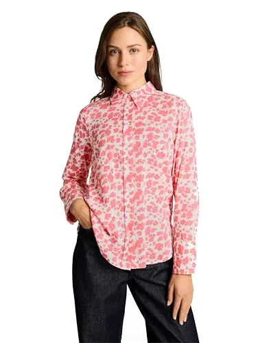 Gemusterte Hemdbluse mit Seitenschlitzen - Elegante Hemdbluse im Regular Fit mit Faltendetail auf der Rückseite. Ideal für lässige und schicke Anlässe. Hergestellt aus einer leichten Baumwoll-Modall Mischung für ein angenehmes Tragegefühl.