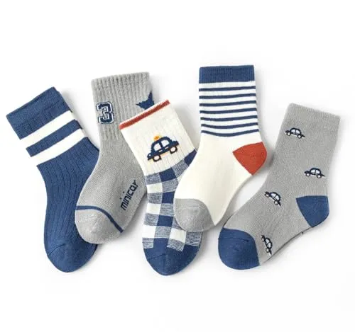 axy Kinder Socken 5 Paar Multipack Jungen Mädchen Kindersocken Kleinkinder Kids Strümpfe Dinos Auto (27-30, 5er-Minicar)