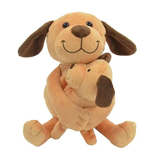 Kögler 75959 - Labertier Hund mit Baby Senta und Cora - Interaktives Plüschtier, das Gesprochenes aufnimmt und witzig nachplappert. Beweglich und ideal als Geschenk für Kinder. Ca. 23 cm groß, inklusive Batterien.