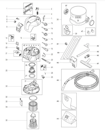 Makita VC2012L Ersatzteile