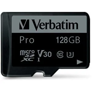 Verbatim Micro-SD-Karte Pro, 47044, 128GB, bis 90 MB/s, UHS-I U3, SDXC
