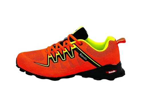 Nowaland Damen Herren Wanderschuhe Bequeme Trail Running Trekkingschuhe Laufschuhe Freizeit Schuhe (Orange-Schwarz-Grün,45)