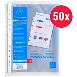 Exacompta Prospekthülle DIN A4 Glatt Transparent 60 Mikron PP (Polypropylen) Öffnung oben 5250E 50 Stück