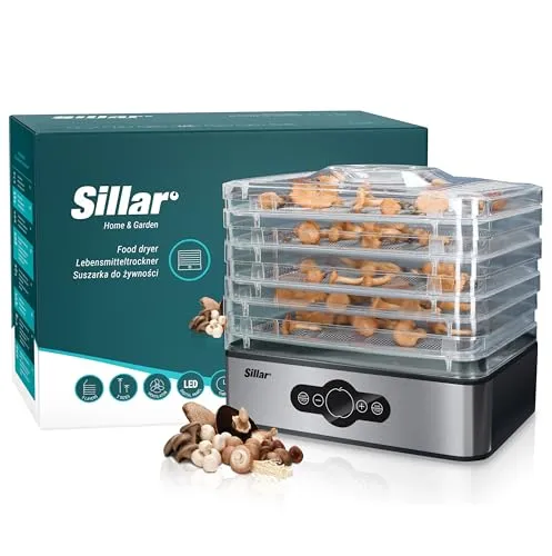 Wessper Etagen Dörrautomat DryMax 5 - Dörrgerät aus Edelstahl mit digitalem Timer und Temperaturregelung, ideal für gesunde Snacks und haltbare Lebensmittel.