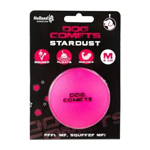 Dog Comets Stardust Ball Ø6 cm - Hundespielzeug aus Naturkautschuk - Flottierend und Rebound - Rosa - 1 Stück
