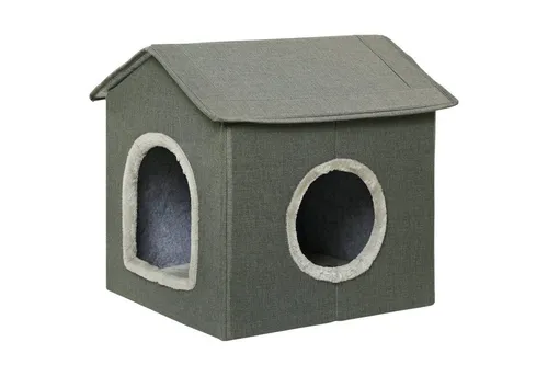 PawHut Katzenhaus MDF, Leinenimitat, Plüsch - Kratzbaum mit gemütlicher Katzenhöhle, modernes Design aus Leinenimitat und Plüsch, ideal für jeden Raum und schafft einen eigenen Rückzugsort für Ihr Haustier.