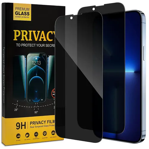 2x Anti Spy Sicht Schutz Folie für iPhone 13 Pro Display Blickschutz Hart Glas