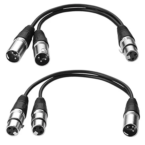 SIENOC 30cm Mikrofon Stecker Kabel 3pin XLR to Dual 2 Stecker Y Splitter Kabel Adapter (Kombinationen (2 Stück), Silber)