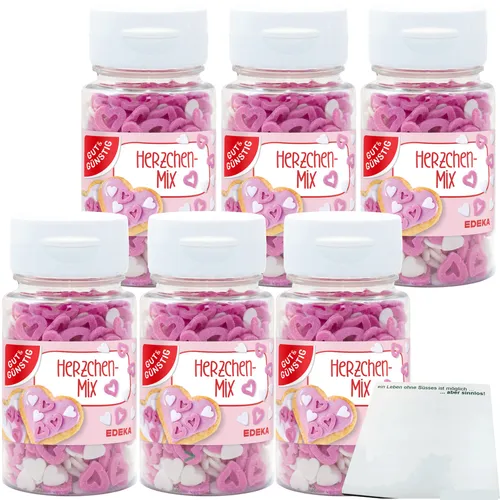 Gut&Günstig Streudekor Herzen Dekor Herzen Herzchen-Mix 6er Pack 6x57g usy Block