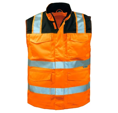 F-ELYSEE 2 in 1 Warnschutz-Weste MIRKO fluoreszierend orange/schwarz - Arbeits- & Schutzkleidung mit hoher Sichtbarkeit, ideal für Sicherheit bei schlechten Lichtverhältnissen, Größen S-3XL verfügbar.