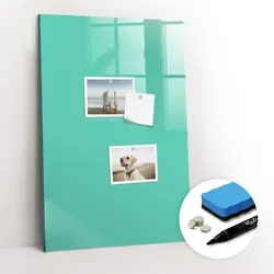Tulup Magnettafel Türkis 40x60 cm – Elegante Magnettafel für Schule & Büro - Vielseitige Magnettafel aus bruchfestem Glas, ideal zum Organisieren von Notizen und Fotos. Inklusive 5 starken Neodym-Magneten und Marker für einfache Nutzung. Perfekt für kreative Ideen und Aufgabenplanung!