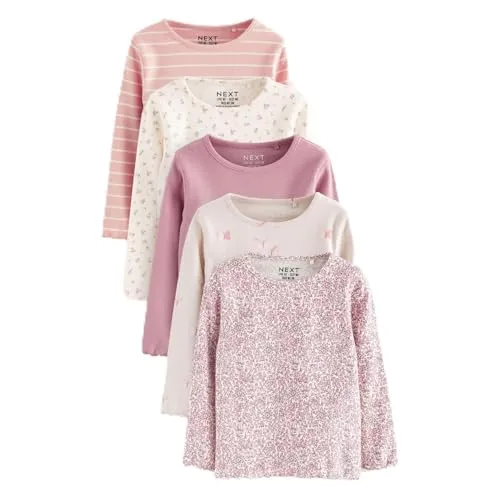 NEXT 5er-Pack gerippte Langarmoberteile Rosa 9-12 Monate von NEXT