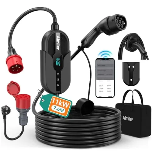 AIMILER Wallbox 11kW mit App – Mobile Ladestation für E-Autos