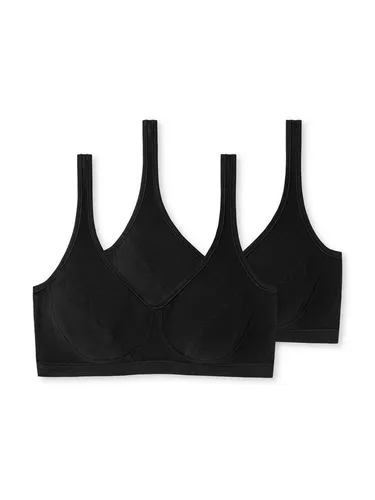 Schiesser Damen 2 Pack Cups Bio Baumwolle Bustier, schwarz 85A - Unterhemden & BH-Hemden für Damen, aus 95% Bio-Baumwolle für höchsten Tragekomfort und eine nachhaltige Wahl.