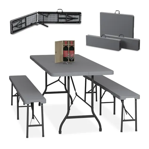 Bierzeltgarnitur Klappbank Sitzgarnitur 180 cm - Praktische klappbare Festgarnitur für gemütliche Feiern, ideal für Gartenpartys und Events, robustes Stahlgestell und 1 Jahr Herstellergarantie.