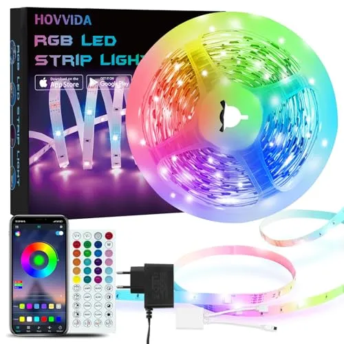 HOVVIDA LED Strip 5M RGB mit APP & Fernbedienung