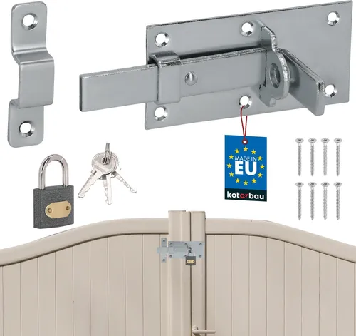 KOTARBAU® Universal-Geraderiegel für Türen, Tore und Vorhängeschlösser, Stahl, 100 mm + Vorhängeschloss