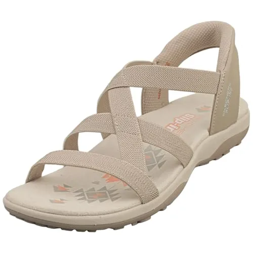 Skechers Sandalen Slip-ins Reggae Slim 163460/TPE - Taupe Grau 39 - Wanderschuhe mit Hands Free Slip-ins(TM) Technologie, vegan und maschinenwaschbar für maximalen Komfort und einfache Pflege.