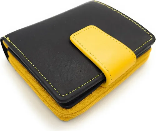 Kleine Echt Leder Damen Geldbörse mit RFID Schutz (Gelb) - Damen-Geldbörsen aus hochwertigem Soft-Rindleder mit RFID-Blocker für sicheren Schutz gegen Funkwellen und praktischem Münzfach mit Reißverschluss.