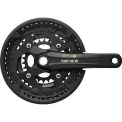 Shimano Kurbelgarnitur FCT 4010 schwarz - Hochwertige 3-fach Kurbelgarnitur mit 170 mm Länge und Octalink-Technologie. Ideal für Mountainbikes, bietet leichtes Schalten und ist für Kettenschutz geeignet. Perfekt für Freizeit und Abenteuer!