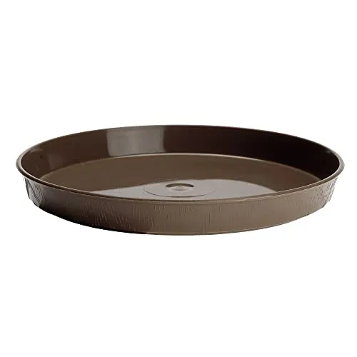 VERDENIA Blumentopf Untersetzer Blumenuntersetzer für Pflanzen und Kräuter Blumentopfuntersetzer aus Kunststoff Leicht Stabil Rund Viele Farben Viele Größen Holzstruktur Ø11cm 17cm 7239 Braun