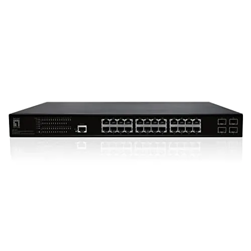 LevelOne GEP-2861 L2-Managed Gigabit PoE-Switch - Router, Netzwerk Switch mit 24 PoE+ Ports und 4 Gigabit SFP Ports, 390 W PoE-Leistungsbudget für einfache Installation und hohe Sicherheit durch 6KV Überspannungsschutz.