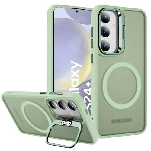 CoolGadget Case für Samsung Galaxy S24 Plus, kompatibel mit MagSafe Schlanke Schutzhülle mit Ringhalter und MagSafe-Unterstützung, Grün